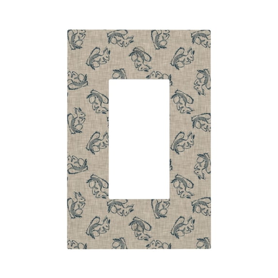 KLL Sketch Squirrels Linen Pattern Electrical Outlet Covers, 3" x 5" 1 Pack Electric Receptacle Plug Covers for Decorator Receptacle Outlet & Switch-Style U