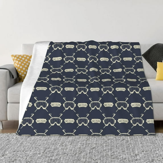 KLL Ski Goggles Vintage Print Print Fleece Throw Blanket, Horizontal Fleece Bedding Cute Soft Blankets Comfy Fleece Flannel Plush Home Decor for Couch & Bed -80"x60"