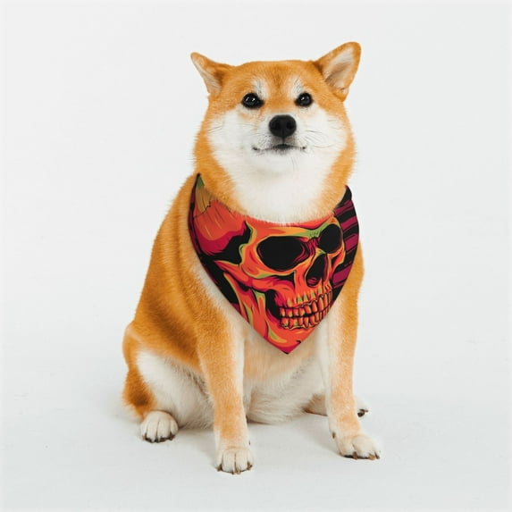 KLL Skull And Flag Usa Dog Bandanas,Triangle Reversible Pet Scarf for Small Medium Large and Extra Large Dogs-Small