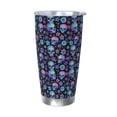 thumbnail image 1 of KLL Skull Flower Blue Print 40oz Stainless Steel Insulated Car Cup with Spillproof Lid - Keep Your Drink Hot or Cold on the Go-Without Straw, 1 of 8