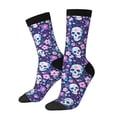 thumbnail image 1 of KLL Skull Purple Flower Print Cool Socks Men's Women's Crew Socks Funny Crazy Novelty Stockings, 1 of 6