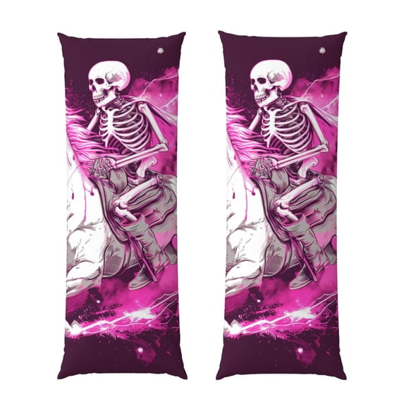 KLL Skull White Horse Pattern Long Body Pillow Cover,20x60 Body Pillow Cases,Soft Brushed Microfiber Invisible Zipper Design-Pillow core not included