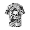thumbnail image 1 of KLL Skull and palm leaves Print Men's Shirt Short Sleeve Button Down Summer Cuba Beach Shirts- 4X-Large, 1 of 7