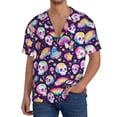 thumbnail image 1 of KLL Skull colorful mushroom rainbow Print Men's Shirt Short Sleeve Button Down Summer Cuba Beach Shirts- Medium, 1 of 5
