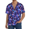 thumbnail image 1 of KLL Skull daisy purple Print Men's Shirt Short Sleeve Button Down Summer Cuba Beach Shirts- X-Large, 1 of 5