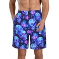 thumbnail image 1 of KLL Skull flower star sky Men's Casual Summer Beach Shorts Hawaiian Shorts with Pockets-Large, 1 of 5