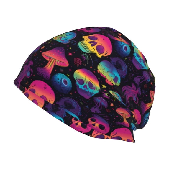KLL Skull mushroom colorful Winter Fall Beanie Knit Hats for Men & Women - Warm & Soft Stylish Toboggan Caps for Cold Weather