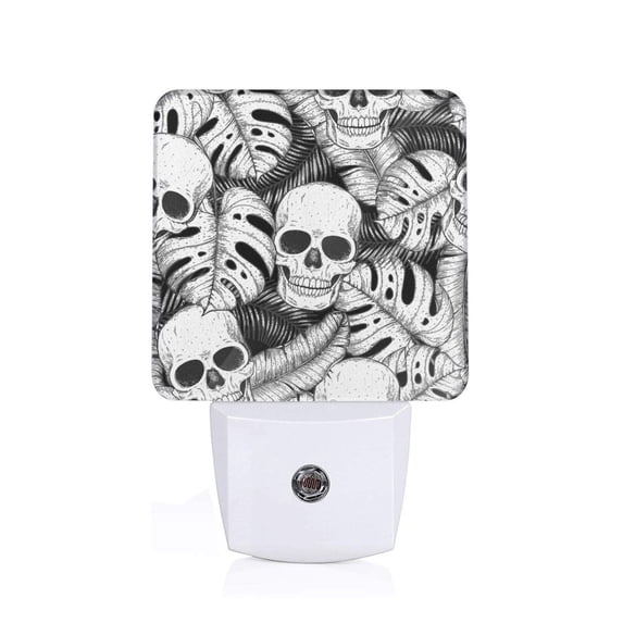 KLL Skull and palm leaves for Night Lights,Auto Sensor Night Lamp Plug in Night Light with Dusk-to-Dawn Light Sensor LED Nightlightfor Adults & Kids Room/Bedroom/Hallway