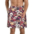 thumbnail image 1 of KLL Skull record artist Men's Casual Summer Beach Shorts Hawaiian Shorts with Pockets-3X-Large, 1 of 5