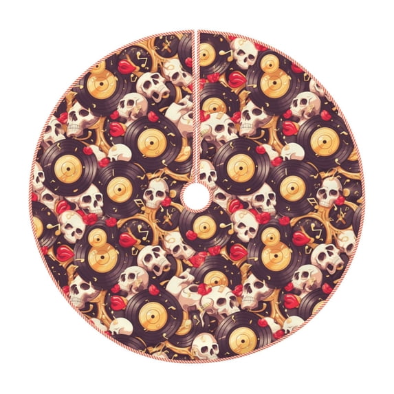KLL Skull record lips Christmas Tree Skirt 36" ,Party Decorations Farmhouse for Christmas Decorations Holiday Party