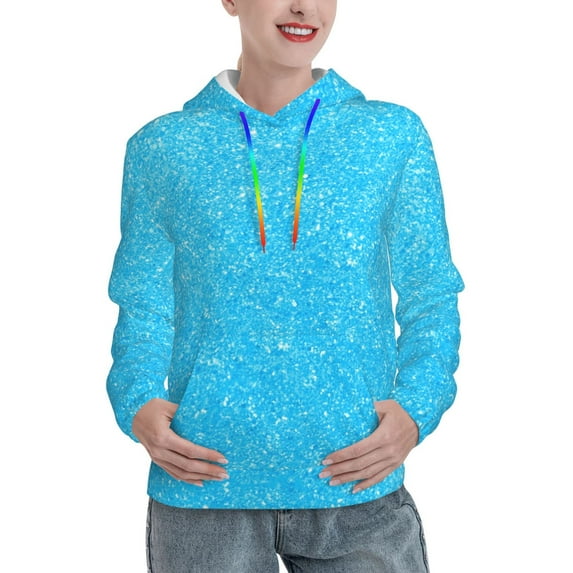 KLL Sky Blue Glitter for Womens Pullover Hoodie with Pocket Hooded Long Sleeve Shirts Sweatshirt for Women-Small