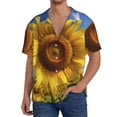 thumbnail image 1 of KLL Sky Golden Sunflower Field A Print Men's Shirt Short Sleeve Button Down Summer Cuba Beach Shirts- Large, 1 of 5