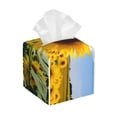 thumbnail image 1 of KLL Sky Golden Sunflower Field B Print Tissue Box Cover,Leather Tissue Holder Square Facial Tissue Case Facial Paper Organizer Dispenser for Bathroom, Vanity Countertop, 1 of 7