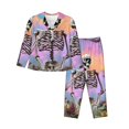 thumbnail image 1 of KLL Sky Sunflower Skull Print Women's Long Sleeve Pajamas with Pants Sleepwear Loungewear 2 Set-X-Large, 1 of 7