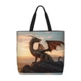 thumbnail image 1 of KLL Sky Sunset Bronze Dragon Pattern Aesthetic Tote Bag for Women Beach Bag Shopping Bags Shoulder Bag Reusable Grocery Bags, 1 of 5