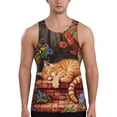thumbnail image 1 of KLL Sleeping Cat Flowers Print Men's Muscle Gym Workout Stringer Tank Tops Bodybuilding Fitness T-Shirts Tank Tops Men-Large, 1 of 7