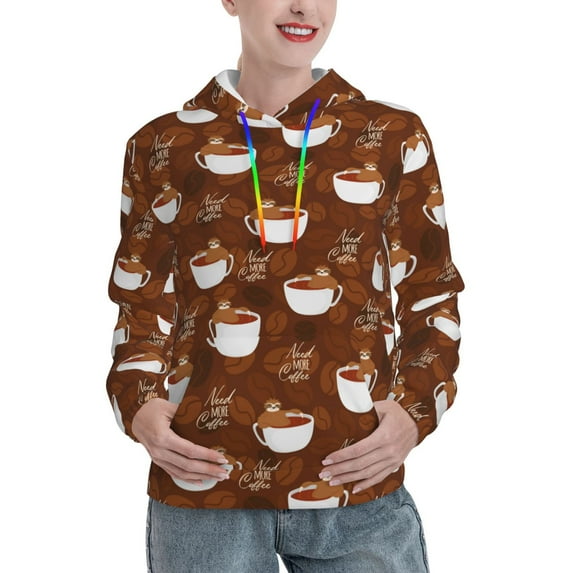 KLL Sloths Need More Coffee for Womens Pullover Hoodie with Pocket Hooded Long Sleeve Shirts Sweatshirt for Women-Small