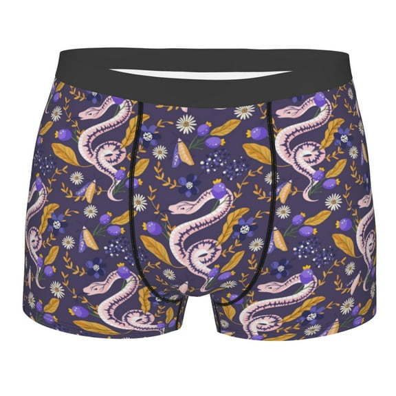 KLL Snake And Floral Men's Cotton Boxer Briefs Underwear-Small