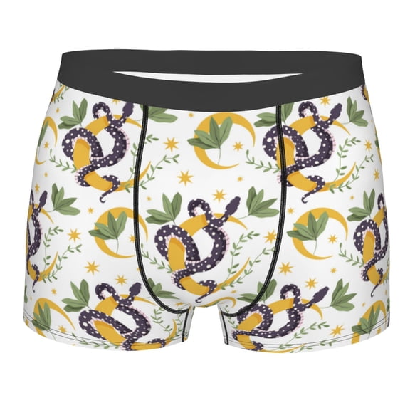 KLL Snake And Moon Men's Cotton Boxer Briefs Underwear-Medium