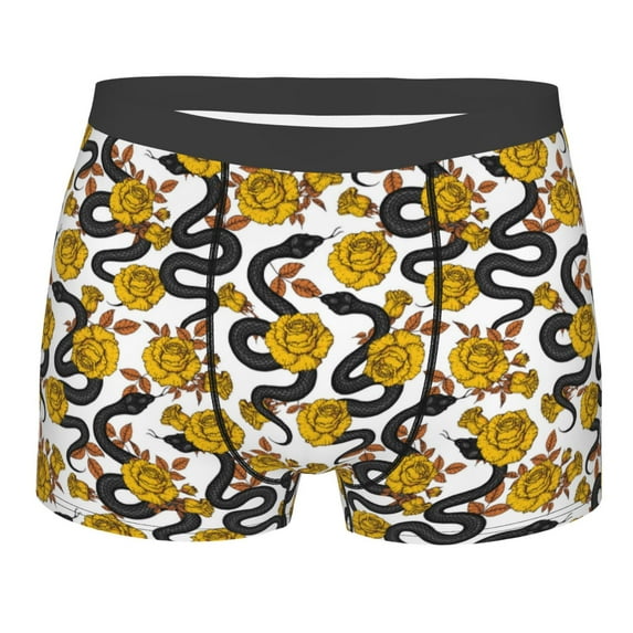 KLL Snake And Rose Men's Cotton Boxer Briefs Underwear-XX-Large