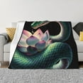 thumbnail image 1 of KLL Snake Holding A Lotus Print Fleece Throw Blanket, Horizontal Fleece Bedding Cute Soft Blankets Comfy Fleece Flannel Plush Home Decor for Couch & Bed -60"x50", 1 of 9