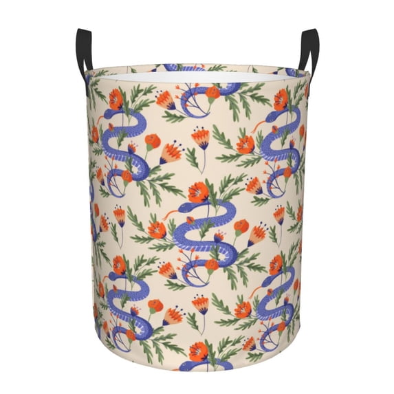 KLL Snake Waterproof Foldable Laundry Hamper Bucket with Handles for Storage Bin,Kids Room,Home Organizer (Medium )