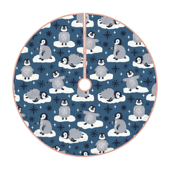 KLL Snow Penguin Christmas Tree Skirt 48" ,Party Decorations Farmhouse for Christmas Decorations Holiday Party