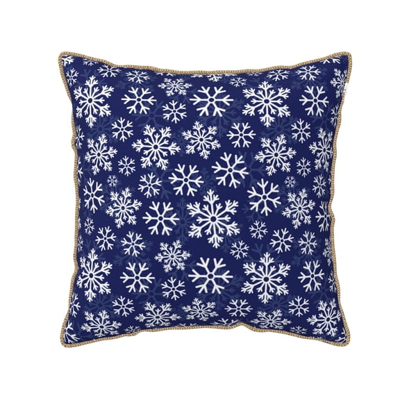KLL Snowflakes On Dark Blue Decorative Throw Pillow Covers Velvet Soft for Couch Sofa Bedroom Living Room Outdoor (No pillow core)- 16"x16"