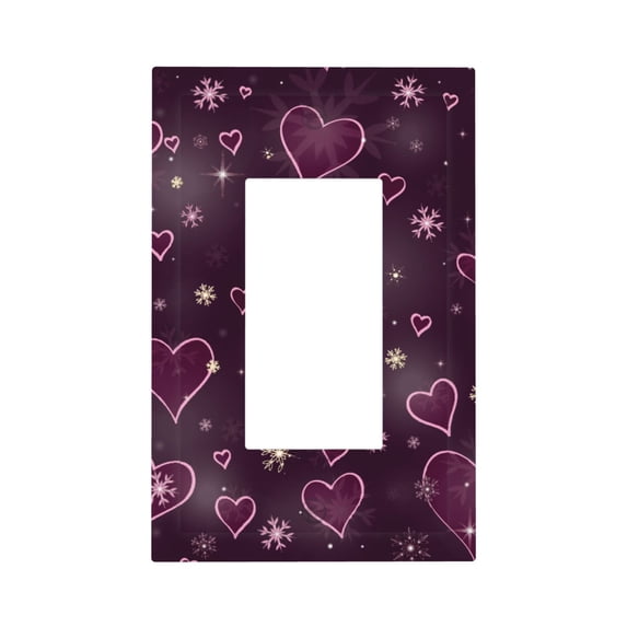 KLL Snowflakes and Hearts Wall Plate,Gloss Finish,Standard Size 1 - 5" x 3", Polycarbonate Thermoplastic,Electric Receptacle Plug Covers