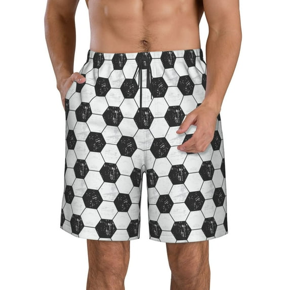 KLL Soccer Men's Casual Summer Beach Shorts Hawaiian Shorts with Pockets-Medium