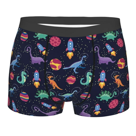 KLL Space Dinosaur Men's Cotton Boxer Briefs Underwear-X-Large