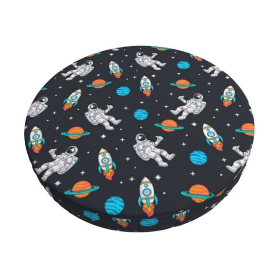 KLL Space Round Bar Chair Cushion Cover 14 inch ,Bar Stool Protector with Elastic, Soft Washable