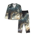thumbnail image 1 of KLL Space White Horse Print Women's Long Sleeve Pajamas with Pants Sleepwear Loungewear 2 Set-XX-Large, 1 of 1