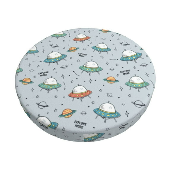 KLL Spaceship Round Bar Chair Cushion Cover 14 inch ,Bar Stool Protector with Elastic, Soft Washable