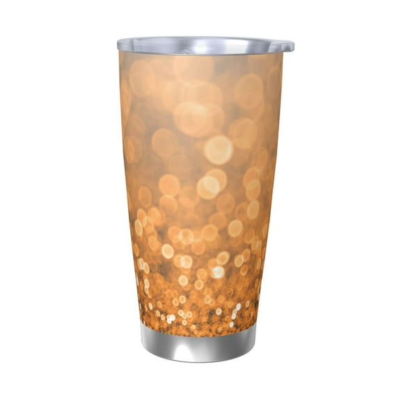 KLL Sparkling Orange and Black Print 40oz Stainless Steel Insulated Car Cup with Spillproof Lid - Keep Your Drink Hot or Cold on the Go-Without Straw