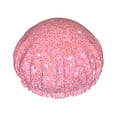 thumbnail image 1 of KLL Sparkly Pink Glitter Pattern Shower Cap & Bath Cap for Women,Reversible Oversized Waterproof Shower Caps for all Hair Lengths,Elastic Reusable Bathing Hair Cap, 1 of 7