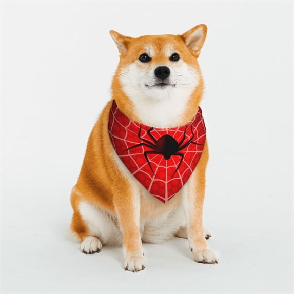 KLL Spider Web1 Dog Bandanas,Triangle Reversible Pet Scarf for Small Medium Large and Extra Large Dogs-Large