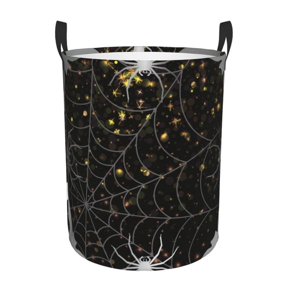 KLL Spiderweb Bats And A Spider Waterproof Foldable Laundry Hamper Bucket with Handles for Storage Bin,Kids Room,Home Organizer (Medium )