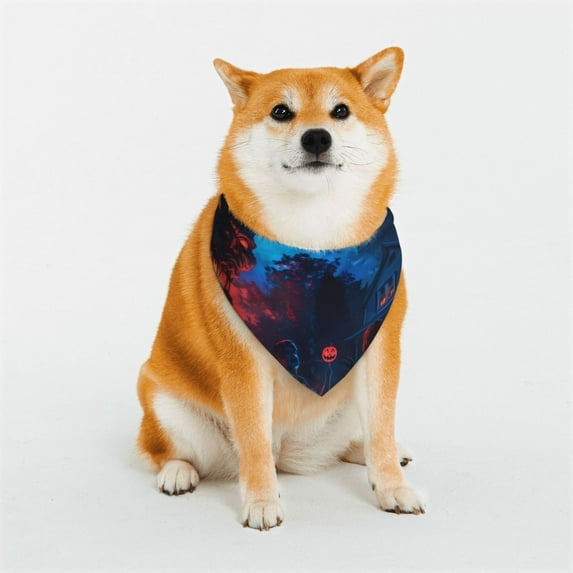 KLL Spooky Halloween Night Scene Dog Bandanas,Triangle Reversible Pet Scarf for Small Medium Large and Extra Large Dogs-Small