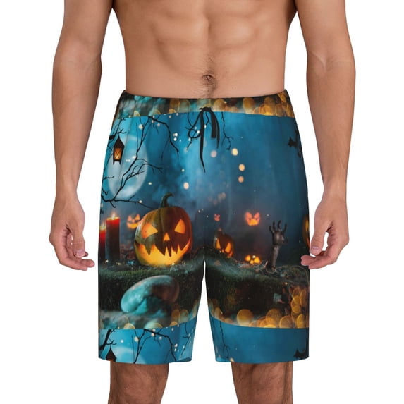 KLL Spooky Halloween for Men's 1-Pack Shorts,Sleep Pajama Shorts for Men Soft Pj Shorts Men's Pajama Bottoms Sleepwear -XX-Large
