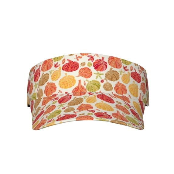 KLL Sport Sun Visor Hats Ball Caps Empty Top Baseball Sun Cap for Men Women-Cute Colorful Pumpkins
