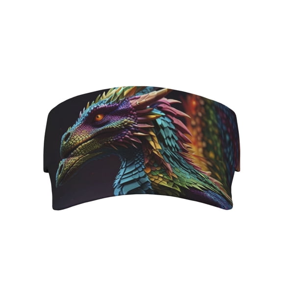 KLL Sport Sun Visor Hats Ball Caps Empty Top Baseball Sun Cap for Men Women-Dragon with Colorful Tail