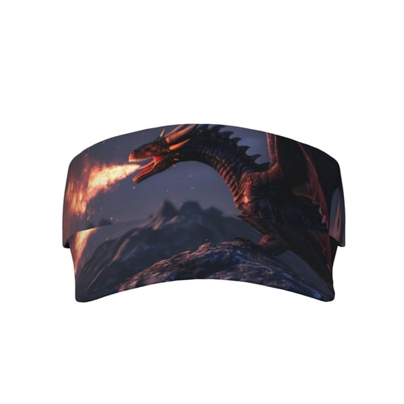KLL Sport Sun Visor Hats Ball Caps Empty Top Baseball Sun Cap for Men Women-Fire Breathing Dragon Twilight