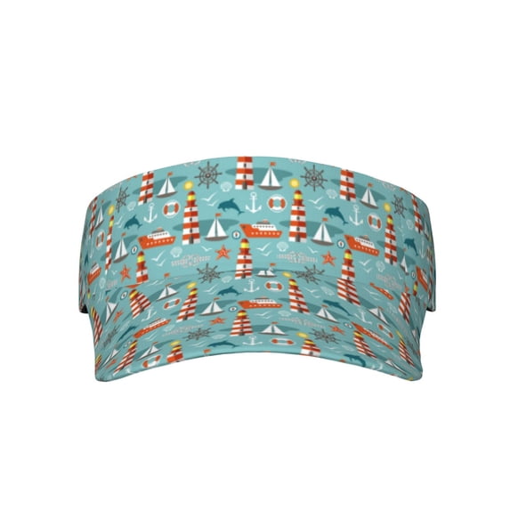 KLL Sport Sun Visor Hats Ball Caps Empty Top Baseball Sun Cap for Men Women-Sea Lighthouse