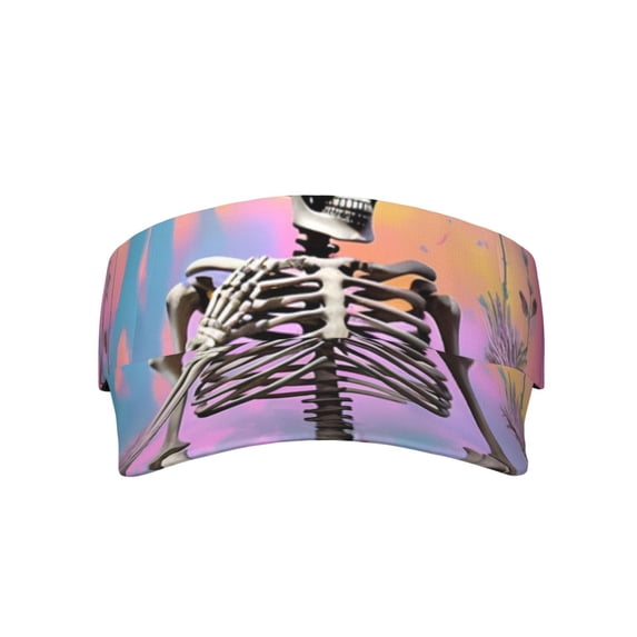 KLL Sport Sun Visor Hats Ball Caps Empty Top Baseball Sun Cap for Men Women-Sky Sunflower Skull
