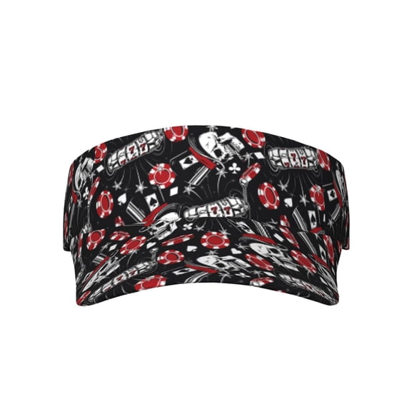 KLL Sport Sun Visor Hats Ball Caps Empty Top Baseball Sun Cap for Men Women-Vintage Skull Casino
