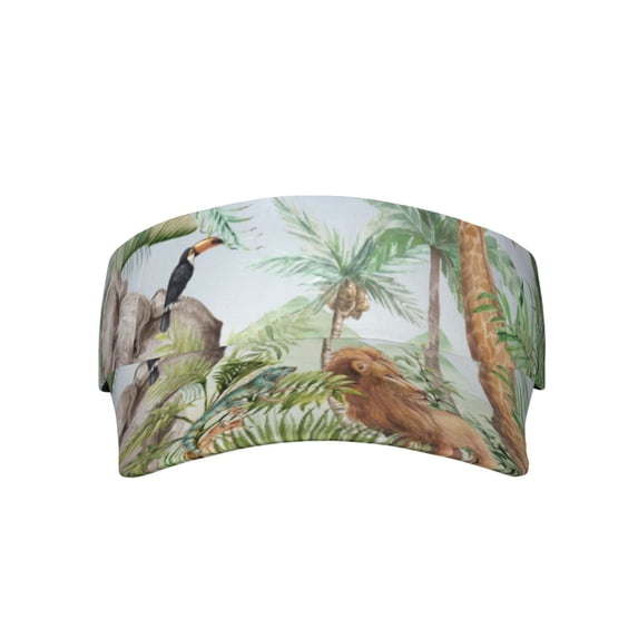KLL Sport Sun Visor Hats Ball Caps Empty Top Baseball Sun Cap for Men Women-Watercolor African Animals Wildlife