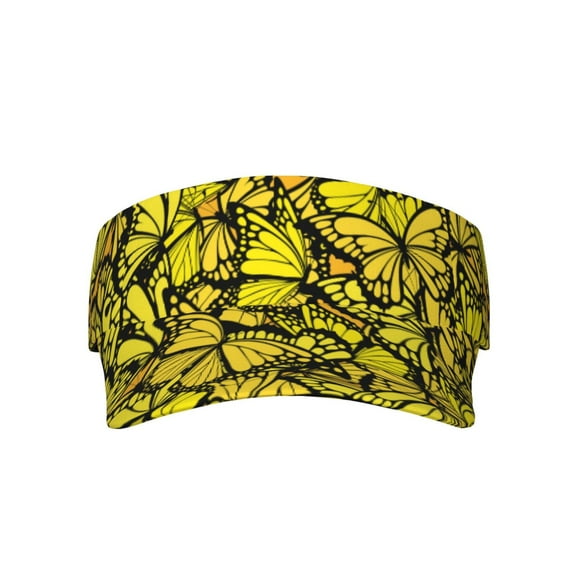 KLL Sport Sun Visor Hats Ball Caps Empty Top Baseball Sun Cap for Men Women-Yellow Butterflies