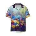 thumbnail image 1 of KLL Spring Flower Seasonal Print Men's Shirt Short Sleeve Button Down Summer Cuba Beach Shirts- Large, 1 of 7