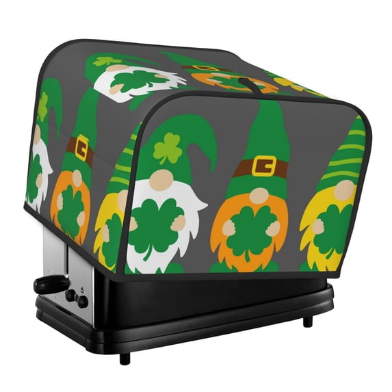KLL Spring St Patrick’S Day Irish Gnomes Print 4 Slice Toaster Dust Covers Kitchen Small Appliance Cover with 2 Pockets,Can hold Jam Spreader Knife & Toaster Tongs (12.4 x 10.6 x 8.2)